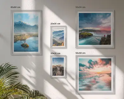 Conjunto de cuadros decorativos paisajes de montañas con cascadas