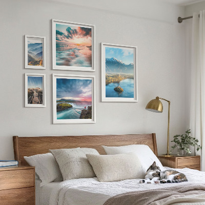 Conjunto de cuadros decorativos paisajes de montaña cascadas