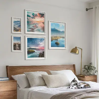 Conjunto de cuadros decorativos paisajes de montañas con cascadas