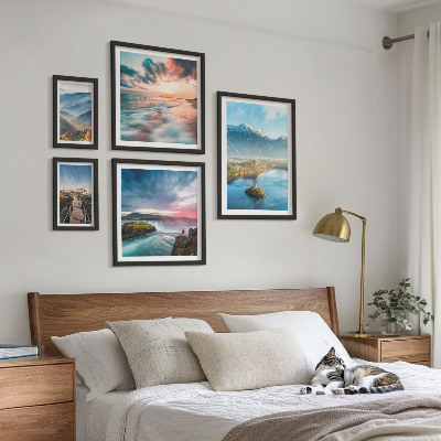 Conjunto de cuadros decorativos paisajes de montaña cascadas