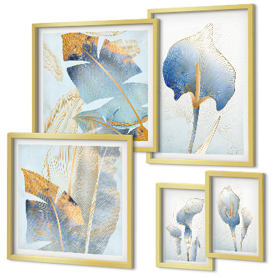 Set de 5 cuadros para salón Flores elegantes y delicada naturaleza