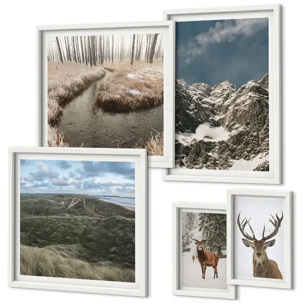 Pared galería de arte naturaleza salvaje con majestuosas montañas