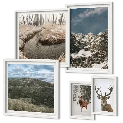 Pared galería de arte naturaleza salvaje con majestuosas montañas