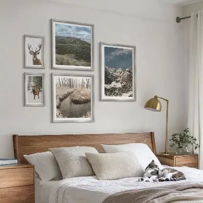 Pared galería de arte naturaleza salvaje con majestuosas montañas