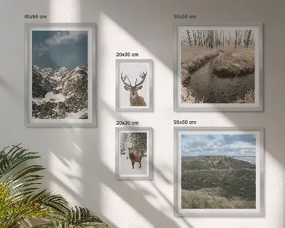 Pared galería de arte naturaleza salvaje con majestuosas montañas