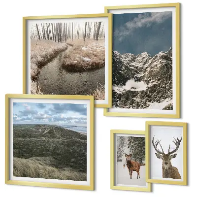 Pared galería de arte naturaleza salvaje con majestuosas montañas