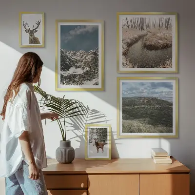 Pared galería de arte naturaleza salvaje con majestuosas montañas