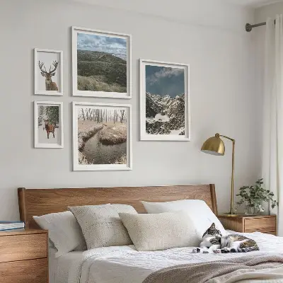 Pared galería de arte naturaleza salvaje con majestuosas montañas