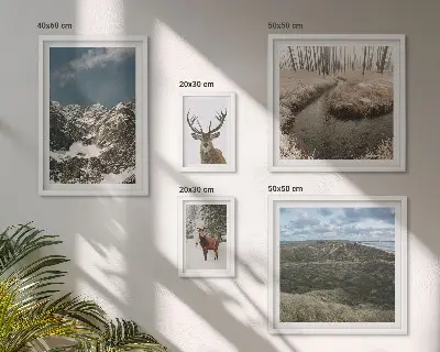 Pared galería de arte naturaleza salvaje con majestuosas montañas