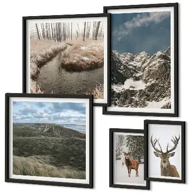 Pared galería de arte naturaleza salvaje con majestuosas montañas