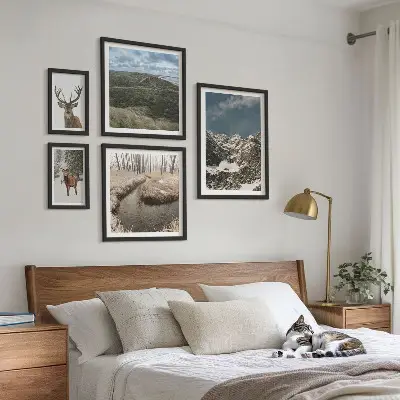 Pared galería de arte naturaleza salvaje con majestuosas montañas