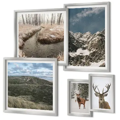 Pared galería de arte naturaleza salvaje con majestuosas montañas