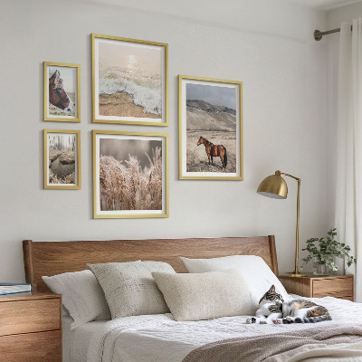 Conjunto de cuadros decorativos Paisajes con caballos y agua.