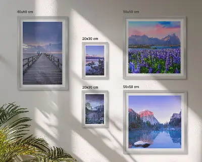 Set de 5 cuadros para salón con paisajes de montaña y costeros