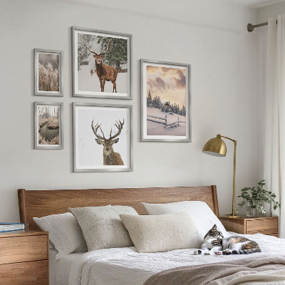 Conjunto de cuadros decorativos Paisajes invernales con ciervos