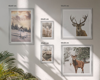 Conjunto de cuadros decorativos Paisajes invernales con ciervos