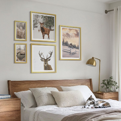 Conjunto de cuadros decorativos Paisajes invernales con ciervos