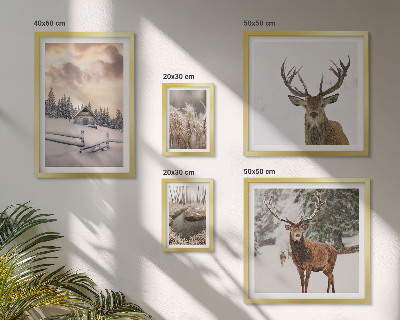 Conjunto de cuadros decorativos Paisajes invernales con ciervos