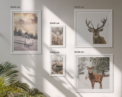 Conjunto de cuadros decorativos Paisajes invernales con ciervos