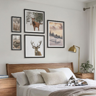 Conjunto de cuadros decorativos Paisajes invernales con ciervos