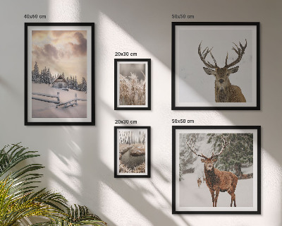 Conjunto de cuadros decorativos Paisajes invernales con ciervos