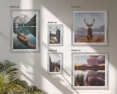 Set de 5 cuadros para salón con motivos de paisajes de montañas y lagos en la naturaleza