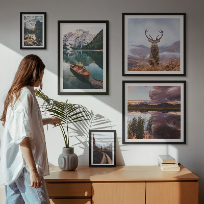 Set de 5 cuadros para salón Paisajes, montañas, lagos, naturaleza
