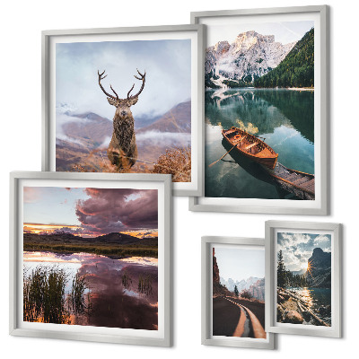 Set de 5 cuadros para salón Paisajes, montañas, lagos, naturaleza