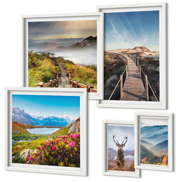 Pared galería de arte Paisajes de montañas y bosques salvajes