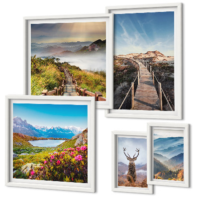 Pared galería de arte Paisajes de montañas y bosques salvajes