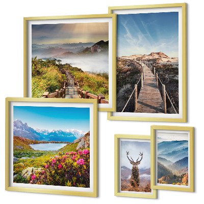 Pared galería de arte Paisajes de montañas y bosques salvajes