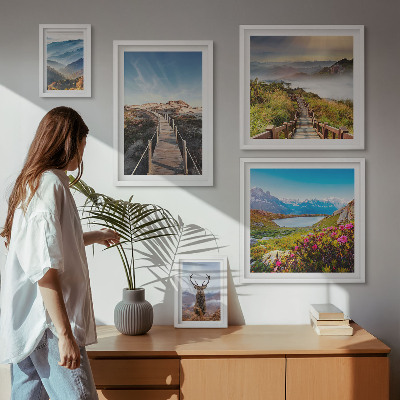 Pared galería de arte Paisajes de montañas y bosques salvajes