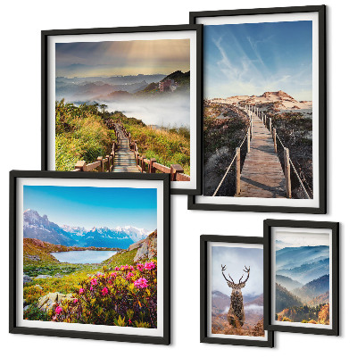 Pared galería de arte Paisajes de montañas y bosques salvajes