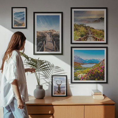 Pared galería de arte Paisajes de montañas y bosques salvajes