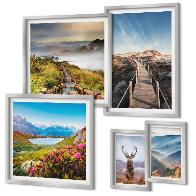 Pared galería de arte Paisajes de montañas y bosques salvajes