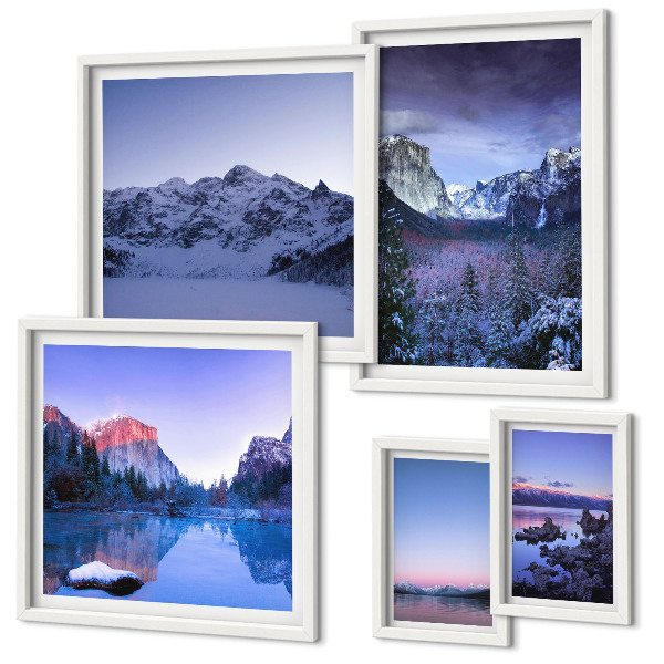 Conjunto de cuadros decorativos lagos de montaña bosques paisajes