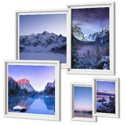 Conjunto de cuadros decorativos lagos de montaña bosques paisajes