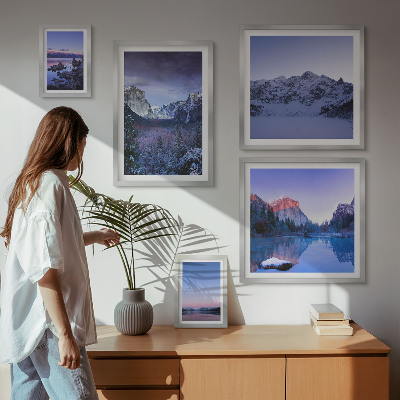 Conjunto de cuadros decorativos lagos de montaña bosques paisajes
