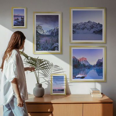 Conjunto de cuadros decorativos lagos de montaña bosques paisajes