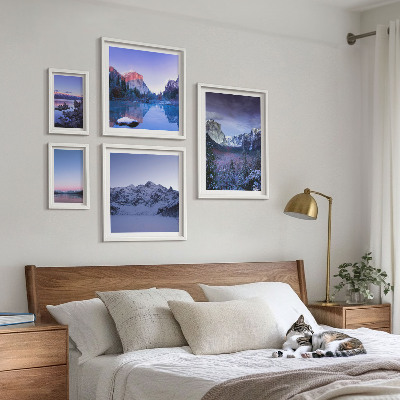 Conjunto de cuadros decorativos lagos de montaña bosques paisajes