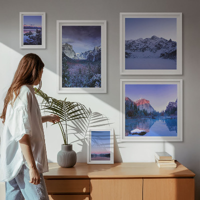 Conjunto de cuadros decorativos lagos de montaña bosques paisajes