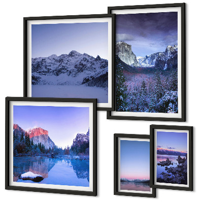 Conjunto de cuadros decorativos lagos de montaña bosques paisajes