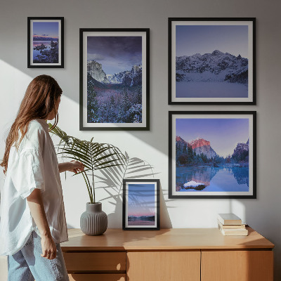 Conjunto de cuadros decorativos lagos de montaña bosques paisajes