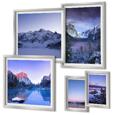 Conjunto de cuadros decorativos lagos de montaña bosques paisajes