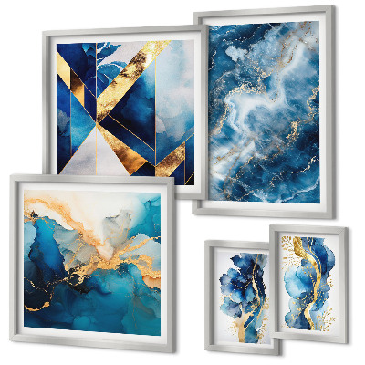 Conjunto de cuadros decorativos composiciones abstractas azules
