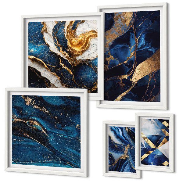 Pared galería de arte patrones azules abstractos