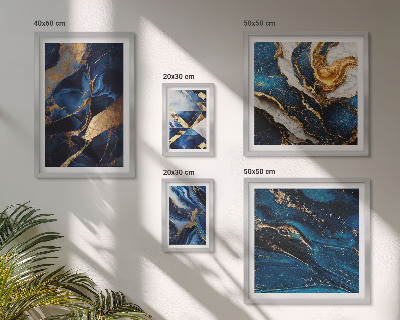 Pared galería de arte patrones azules abstractos
