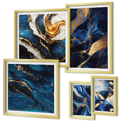 Pared galería de arte patrones azules abstractos