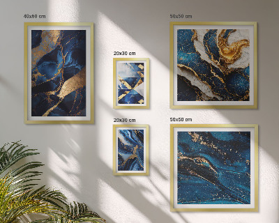 Pared galería de arte patrones azules abstractos