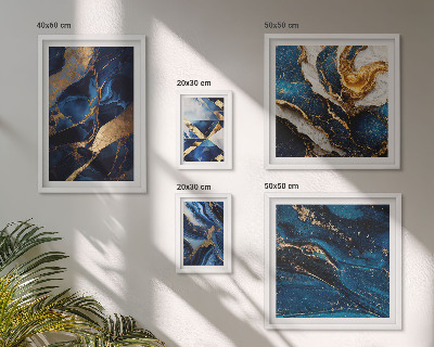 Pared galería de arte patrones azules abstractos